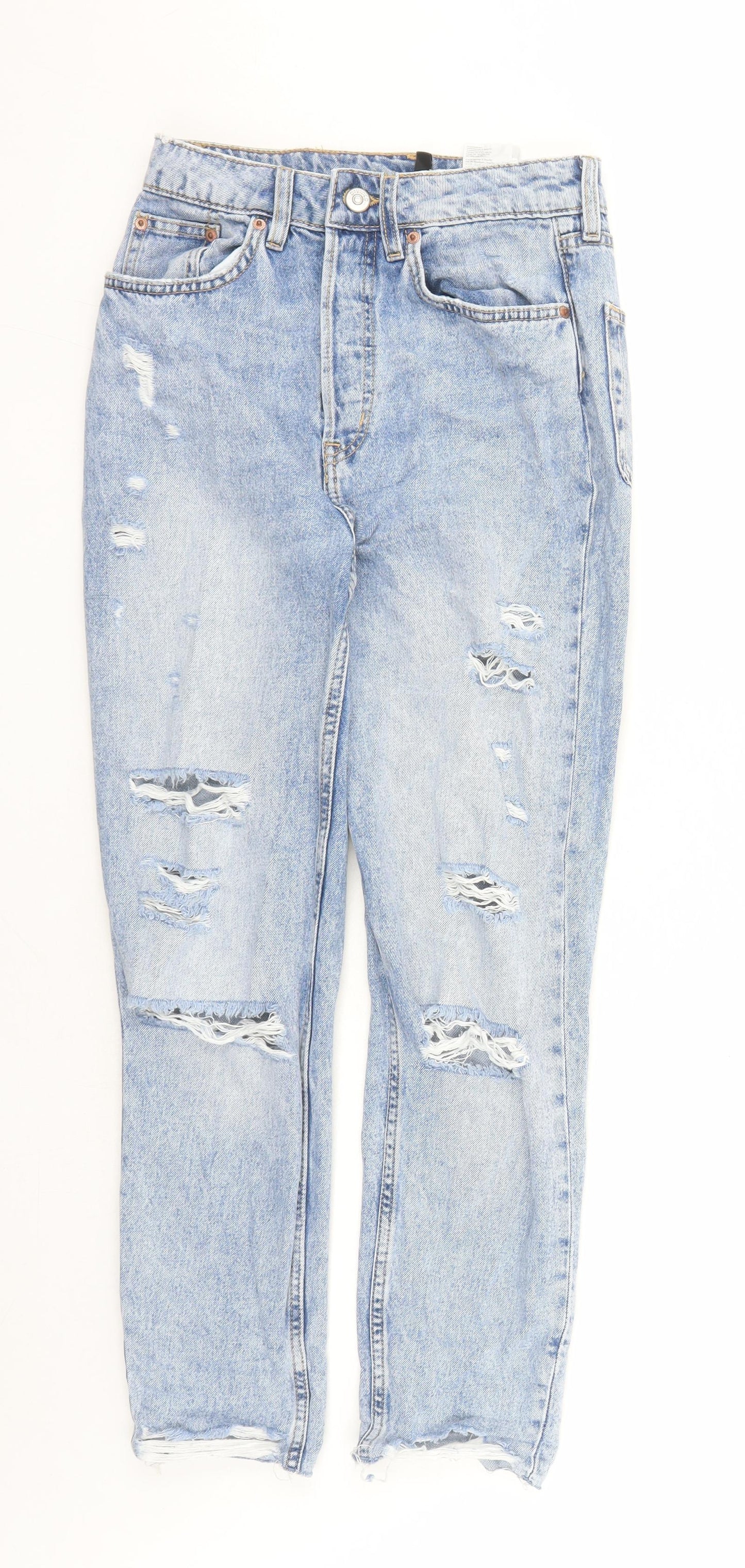 Divided by H&M Womens Blue Cotton Skinny Jeans Size 6 L27 in Regular Button