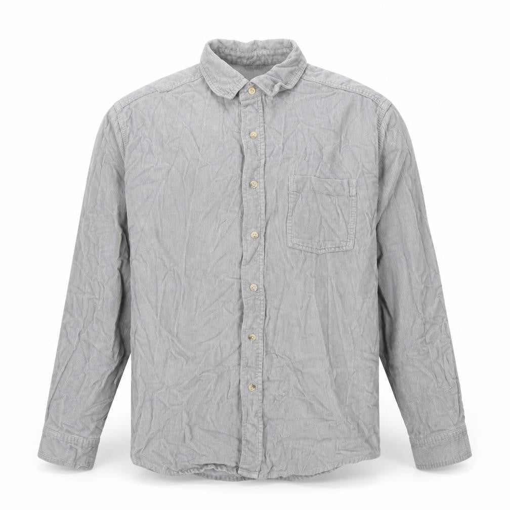 Cotton Traders Mens Grey Cotton Button-Up Size M Collared Button