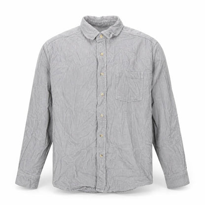 Cotton Traders Mens Grey Cotton Button-Up Size M Collared Button
