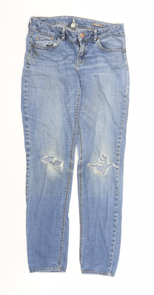 Mango Womens Blue Cotton Straight Jeans Size 30 in L31 in Slim Zip