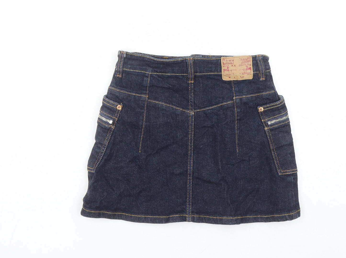RNA Inc Womens Blue Cotton Mini Skirt Size S Button