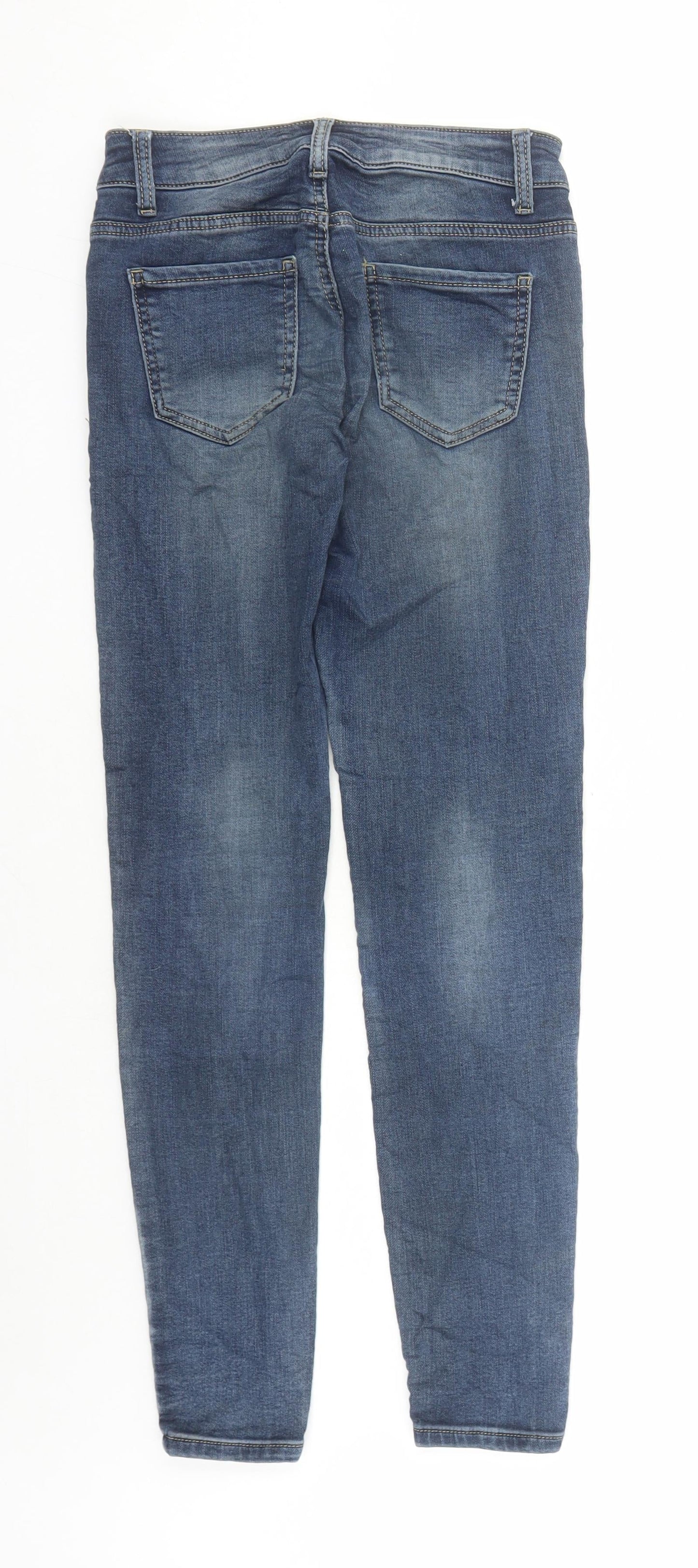 Miss BonBon Womens Blue Cotton Skinny Jeans Size S L28 in Regular Zip
