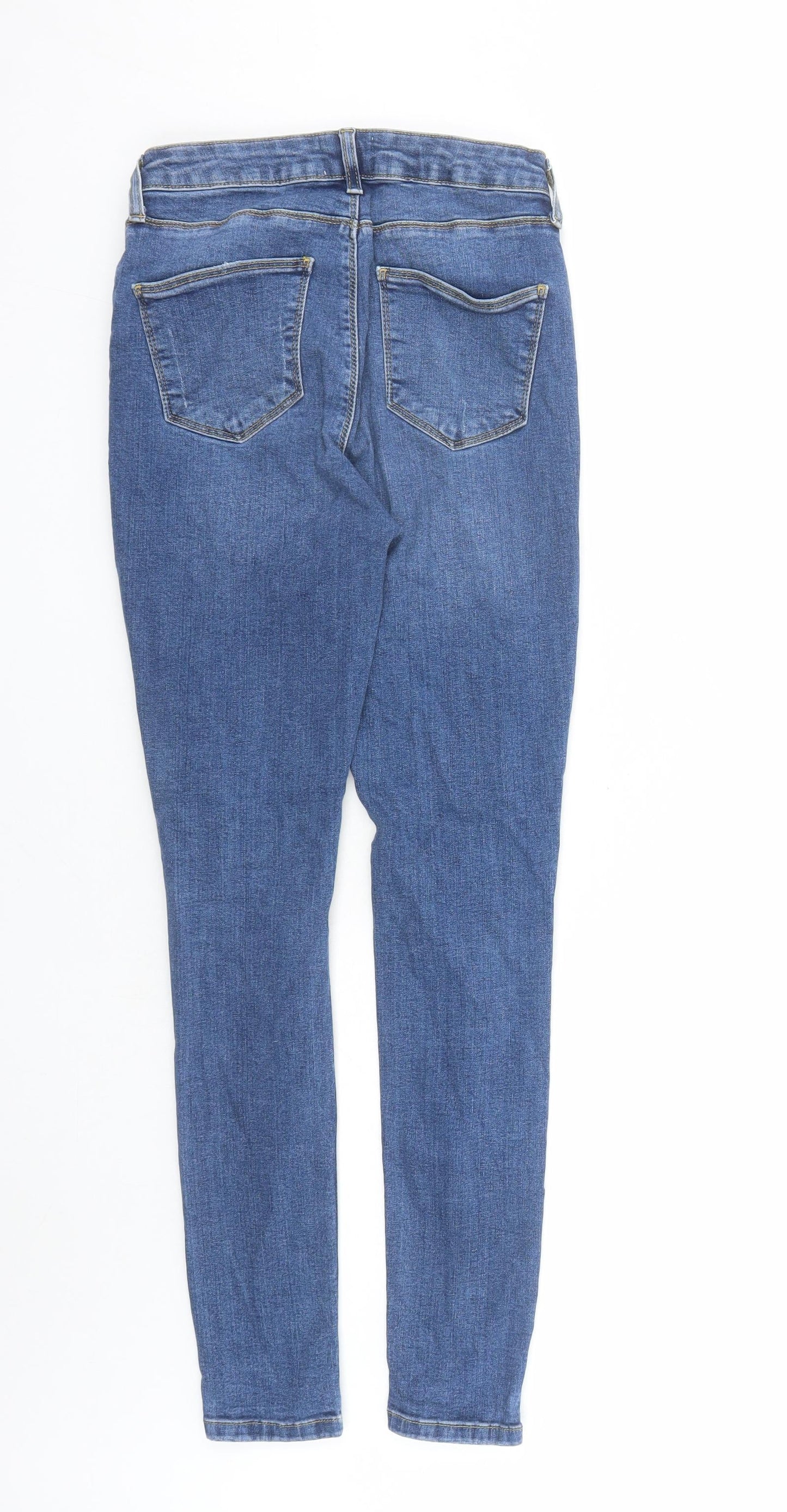 Miss Selfridge Womens Blue Cotton Skinny Jeans Size 10 L31 in Regular Zip