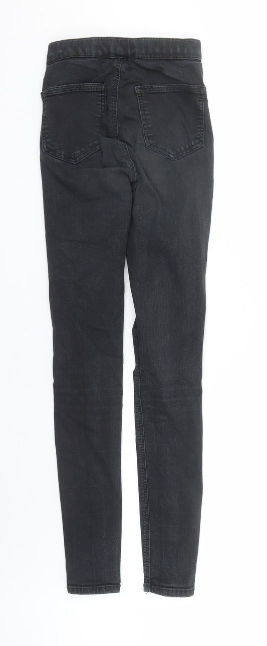 Topshop Womens Black Cotton Skinny Jeans Size 24 in L30 in Regular Zip