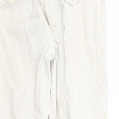 H&M Womens Beige Cotton Straight Jeans Size 6 L26 in Regular Zip