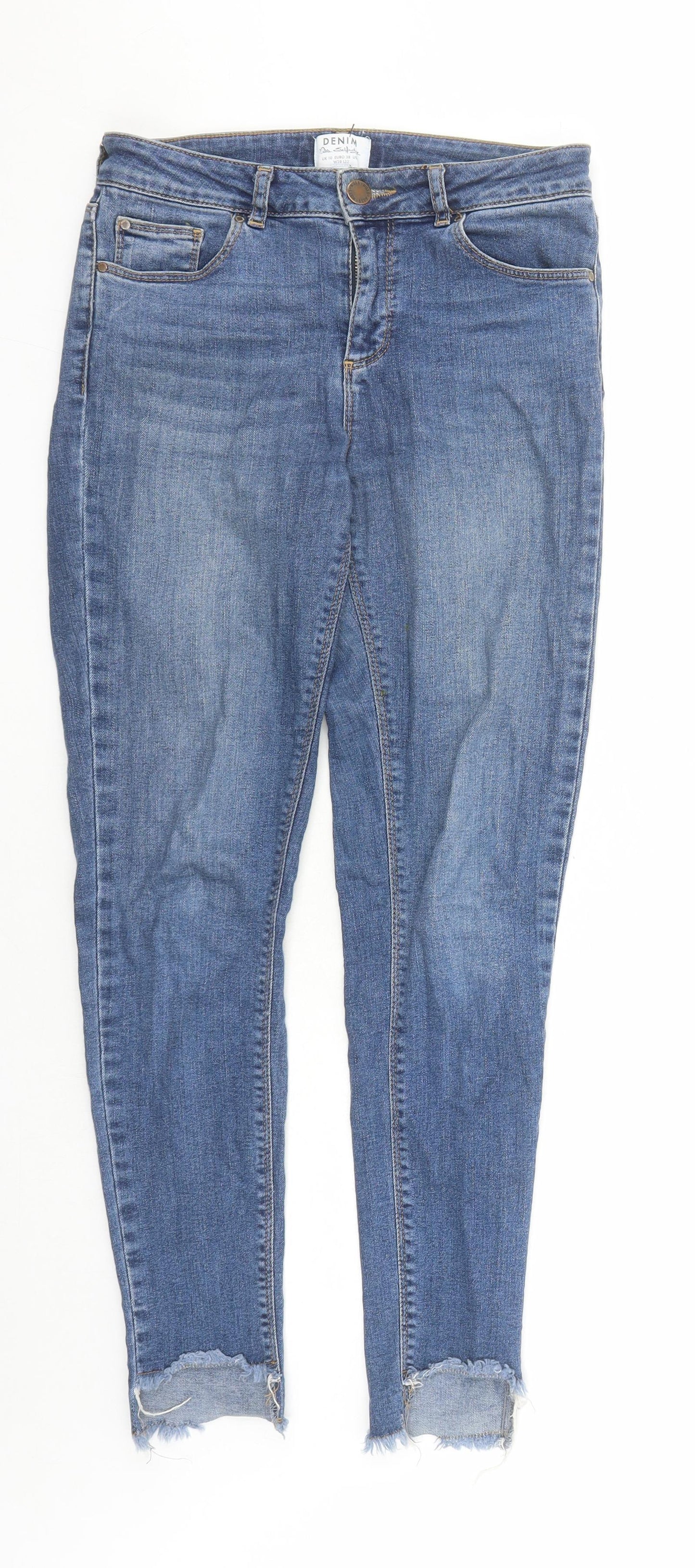 Miss Selfridge Womens Blue Cotton Skinny Jeans Size 10 L27 in Regular Zip