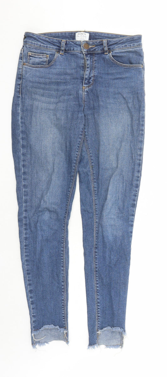 Miss Selfridge Womens Blue Cotton Skinny Jeans Size 10 L27 in Regular Zip