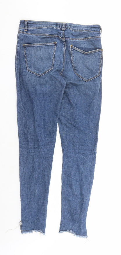 Miss Selfridge Womens Blue Cotton Skinny Jeans Size 10 L27 in Regular Zip