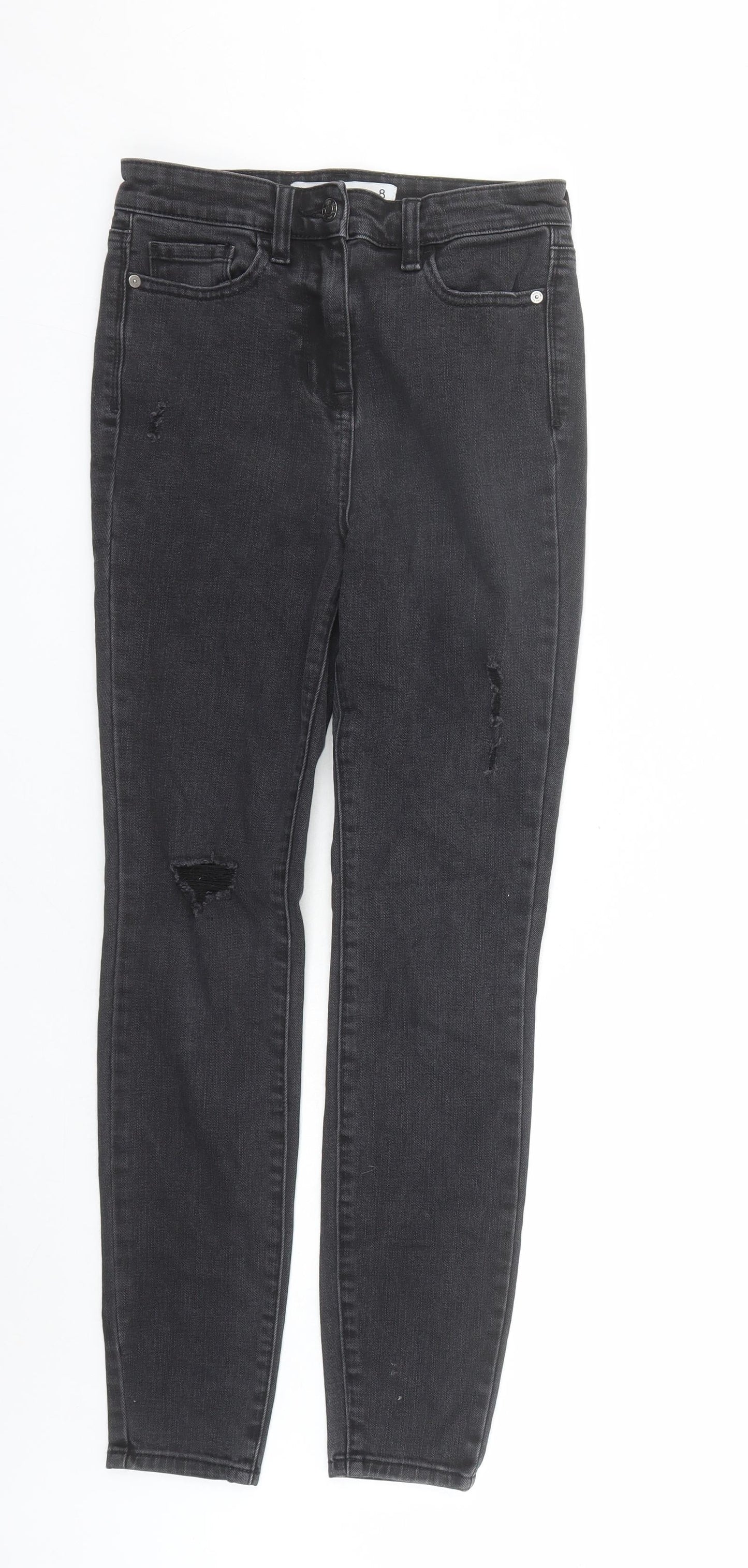 NEXT Womens Black Cotton Skinny Jeans Size 8 L29 in Regular Zip