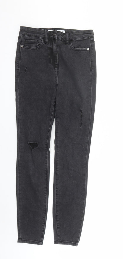 NEXT Womens Black Cotton Skinny Jeans Size 8 L29 in Regular Zip