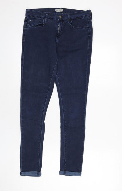 Topshop Womens Blue Cotton Skinny Jeans Size 30 in L30 in Regular Zip