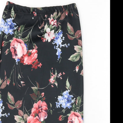 Club L Womens Black Floral Polyester Bandage Skirt Size 10