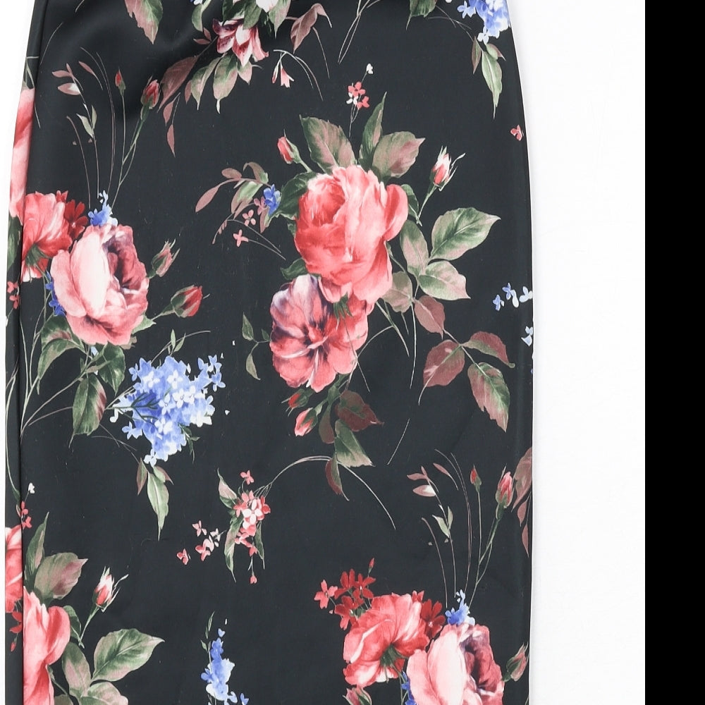 Club L Womens Black Floral Polyester Bandage Skirt Size 10