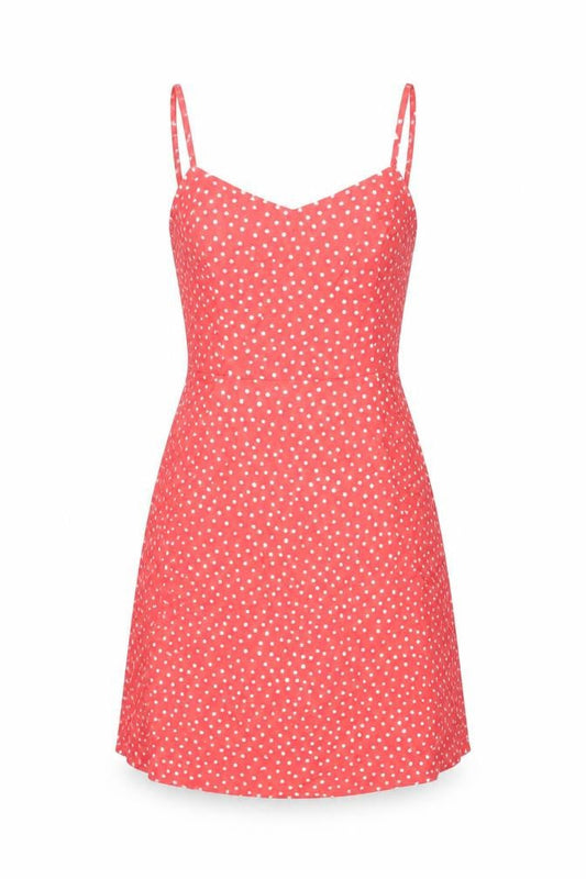 41Hawthorn Womens Pink Polka Dot Polyester Mini Size XS Boat Neck Pullover - Shirred Back
