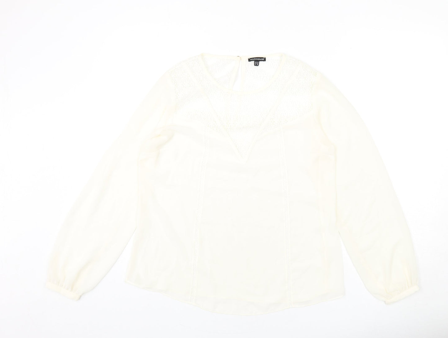 Womens UK Size 14 Warehouse Ivory Basic Blouse
