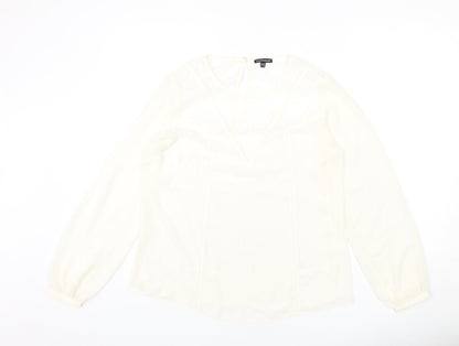 Womens UK Size 14 Warehouse Ivory Basic Blouse
