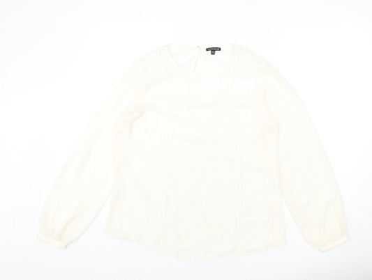 Womens UK Size 14 Warehouse Ivory Basic Blouse