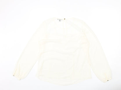 Womens UK Size 14 Warehouse Ivory Basic Blouse