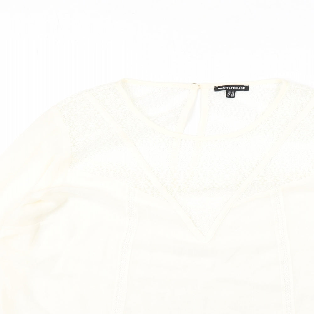 Womens UK Size 14 Warehouse Ivory Basic Blouse
