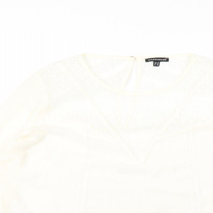 Womens UK Size 14 Warehouse Ivory Basic Blouse