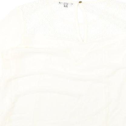 Womens UK Size 14 Warehouse Ivory Basic Blouse