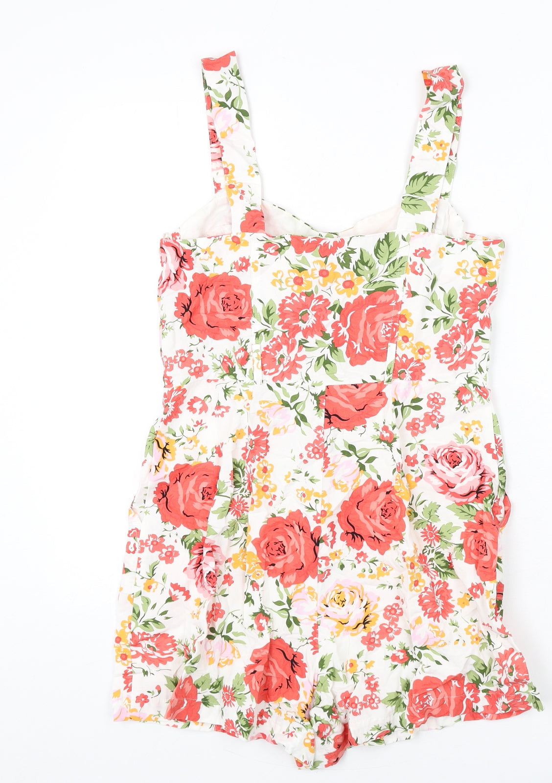 Mango Womens Multicoloured Floral Vinyl Romper One-Piece Size M L3 in Button