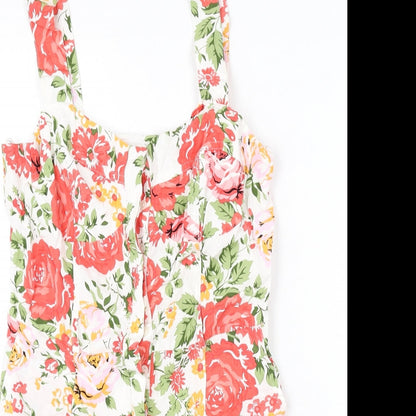 Mango Womens Multicoloured Floral Vinyl Romper One-Piece Size M L3 in Button