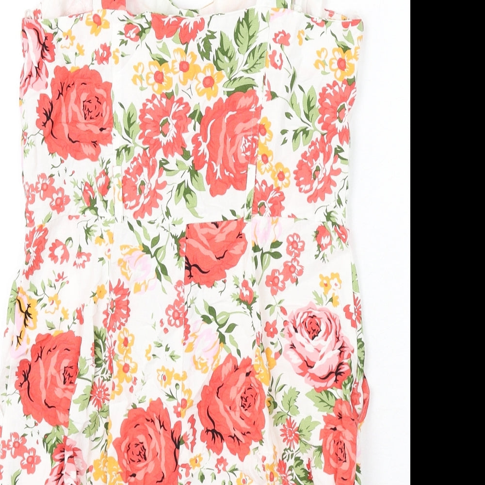 Mango Womens Multicoloured Floral Vinyl Romper One-Piece Size M L3 in Button