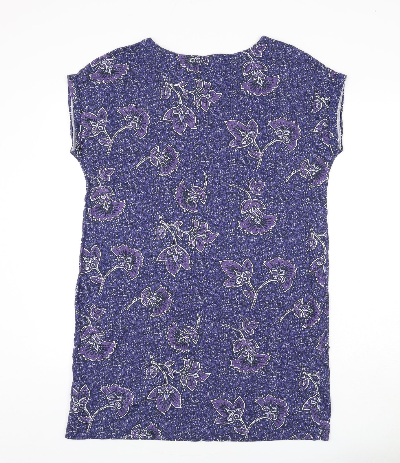 NEXT Womens Blue Geometric 100% Cotton T-Shirt Dress Size 6 Round Neck Pullover