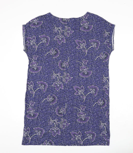 NEXT Womens Blue Geometric 100% Cotton T-Shirt Dress Size 6 Round Neck Pullover