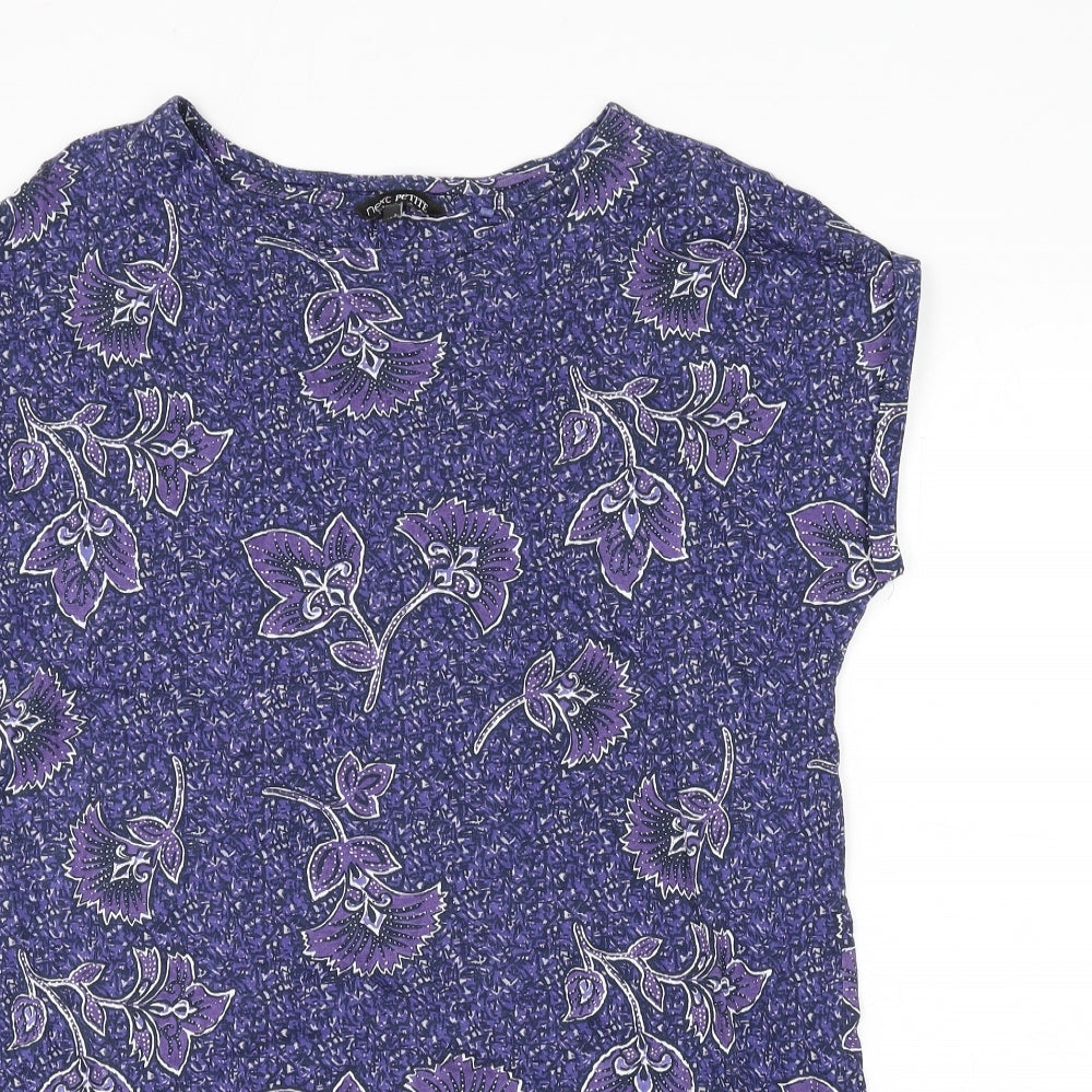 NEXT Womens Blue Geometric 100% Cotton T-Shirt Dress Size 6 Round Neck Pullover