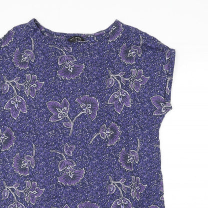 NEXT Womens Blue Geometric 100% Cotton T-Shirt Dress Size 6 Round Neck Pullover