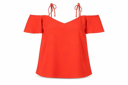 Womens UK Size 12 Topshop Red Basic Blouse