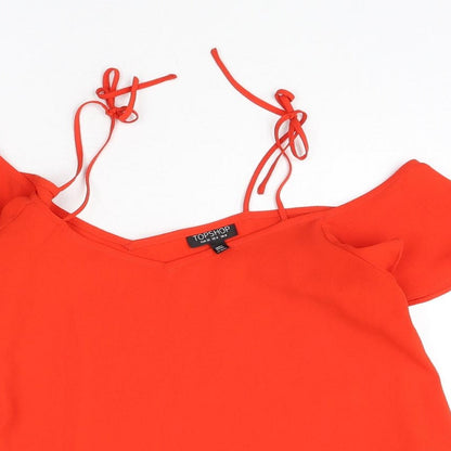 Womens UK Size 12 Topshop Red Basic Blouse