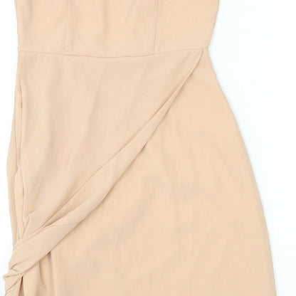 VERO MODA Womens Beige Polyester A-Line Size M Off the Shoulder Zip