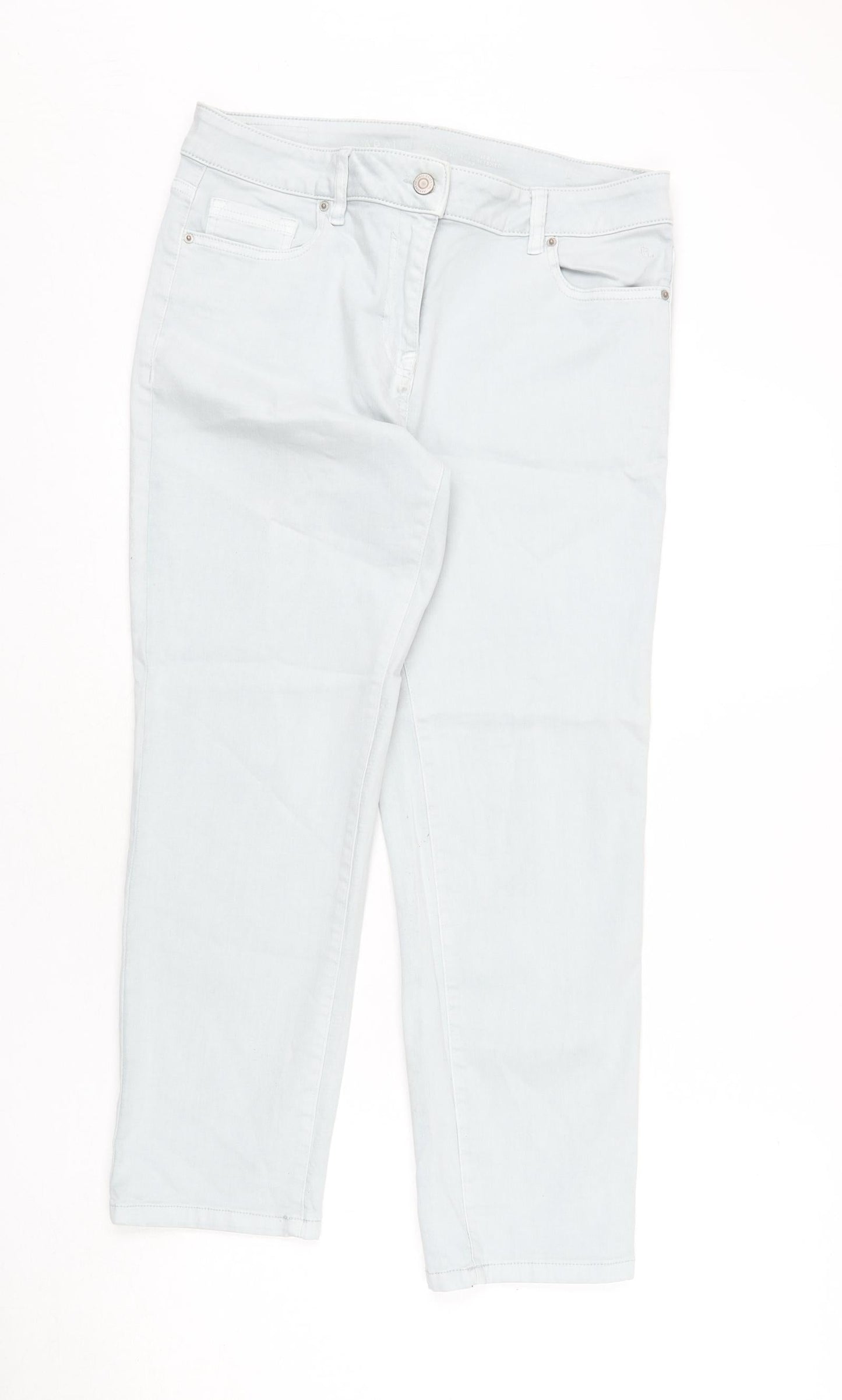 NEXT Womens Blue Cotton Straight Jeans Size 12 L26 in Regular Zip