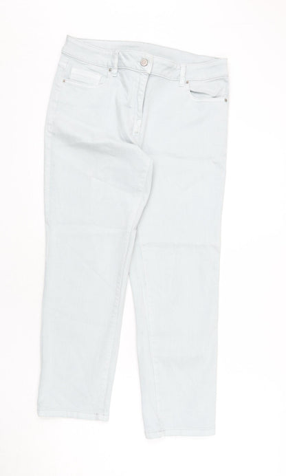 NEXT Womens Blue Cotton Straight Jeans Size 12 L26 in Regular Zip