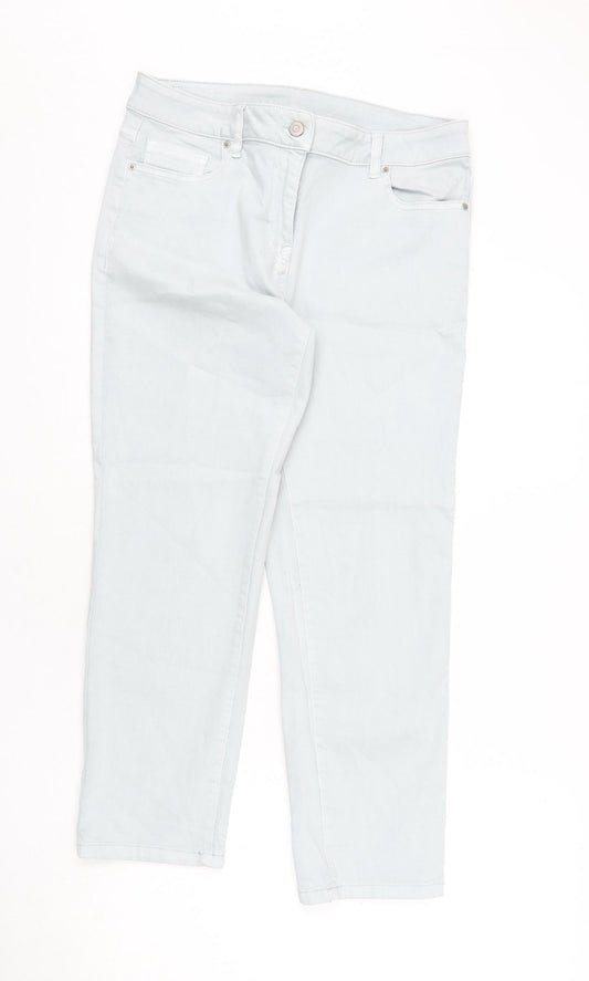 NEXT Womens Blue Cotton Straight Jeans Size 12 L26 in Regular Zip