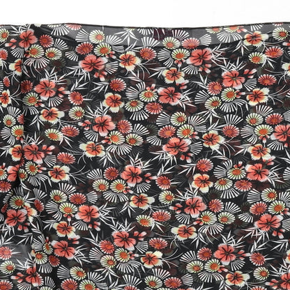 Be Beau Womens Black Floral Polyester Cropped Blouse Size S Boat Neck