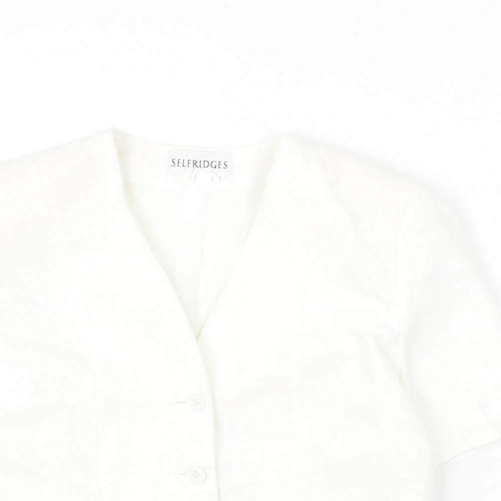 Selfridges Womens White Polyester Jacket Blazer Size 14