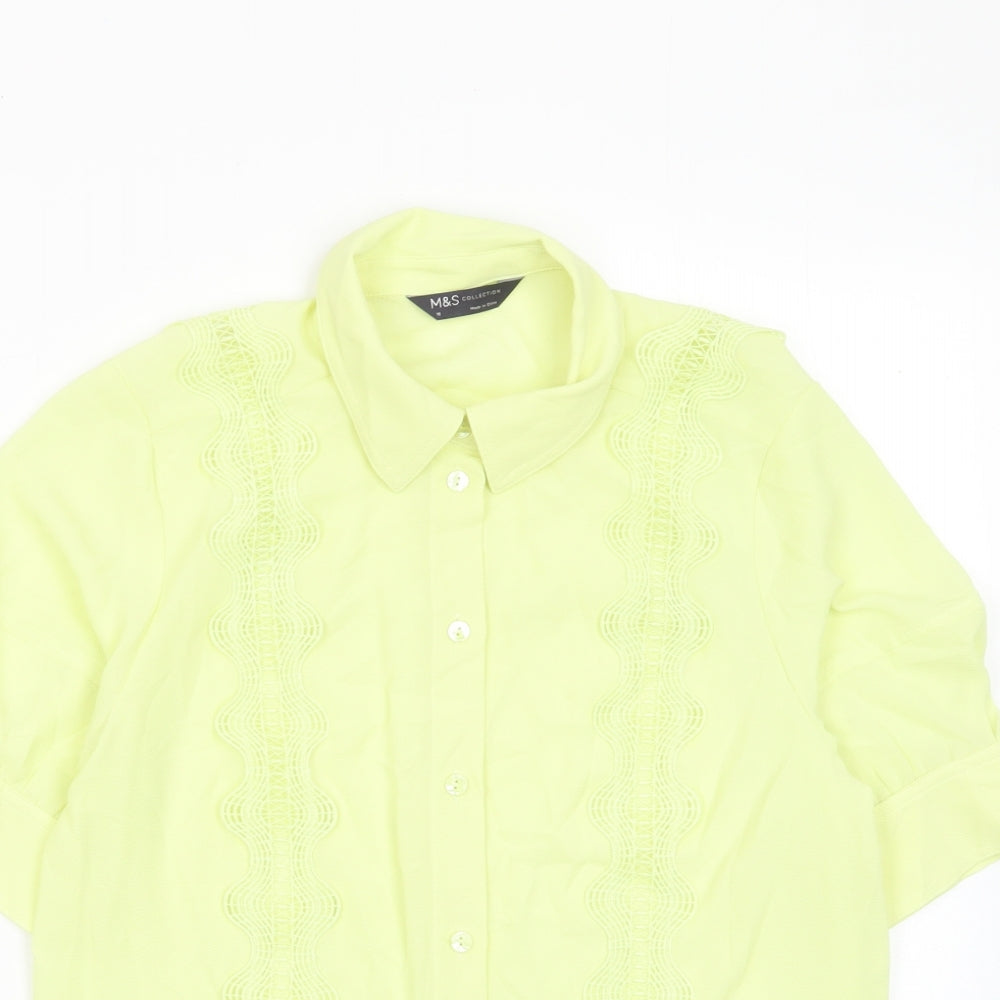 Womens UK Size 10 Marks and Spencer Green Basic Button-Up