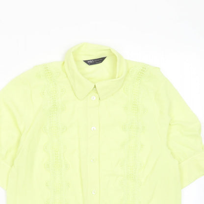 Womens UK Size 10 Marks and Spencer Green Basic Button-Up