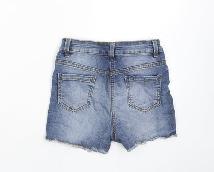 Armata di Mare Girls Blue Cotton Bermuda Shorts Size 11 Years L3 in Regular Zip - Pockets, Belt Loops, Distressed