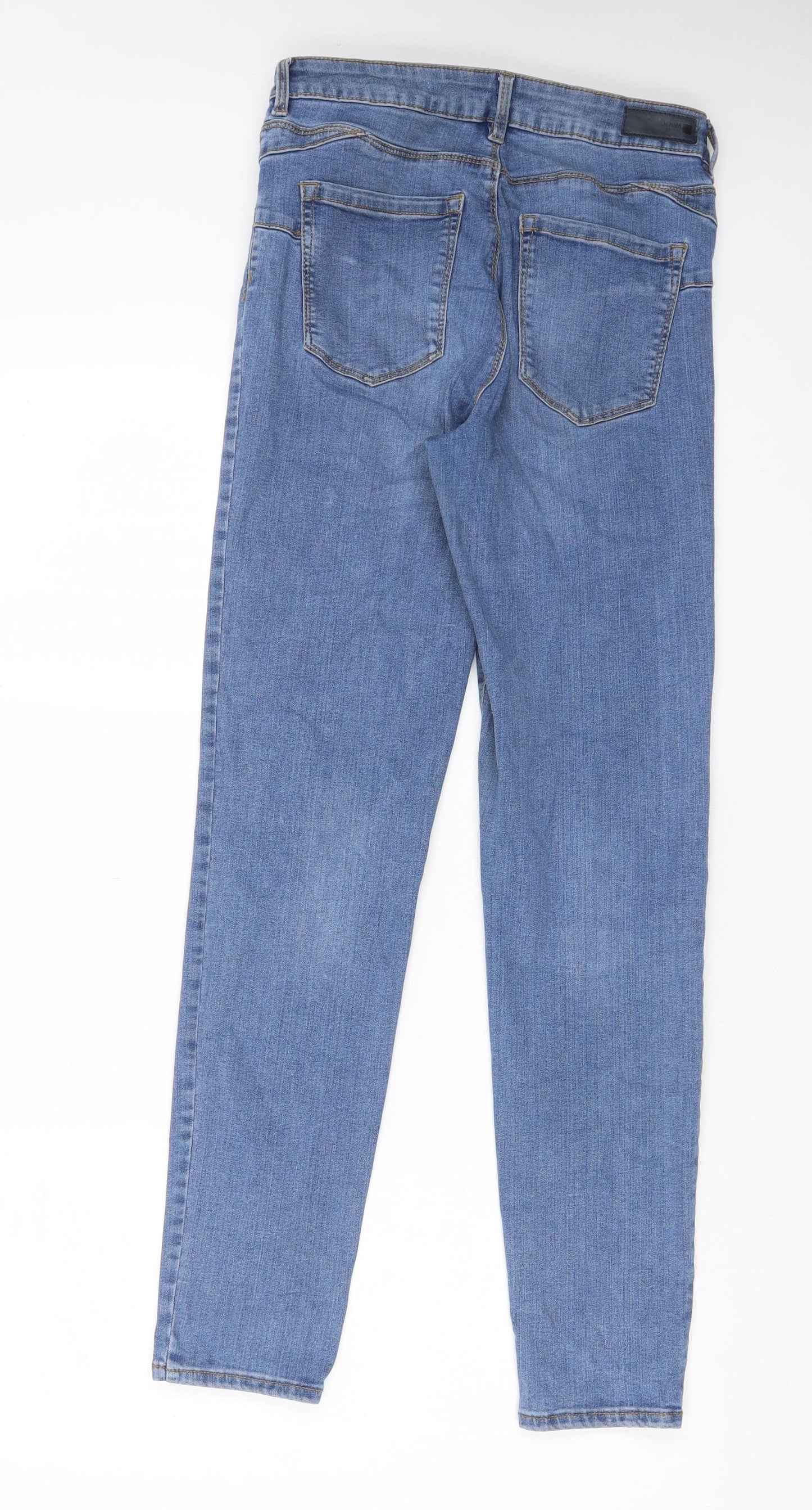 HEMA Womens Blue Cotton Skinny Jeans Size 28 in L30 in Regular Zip - Pockets, Belt Loops