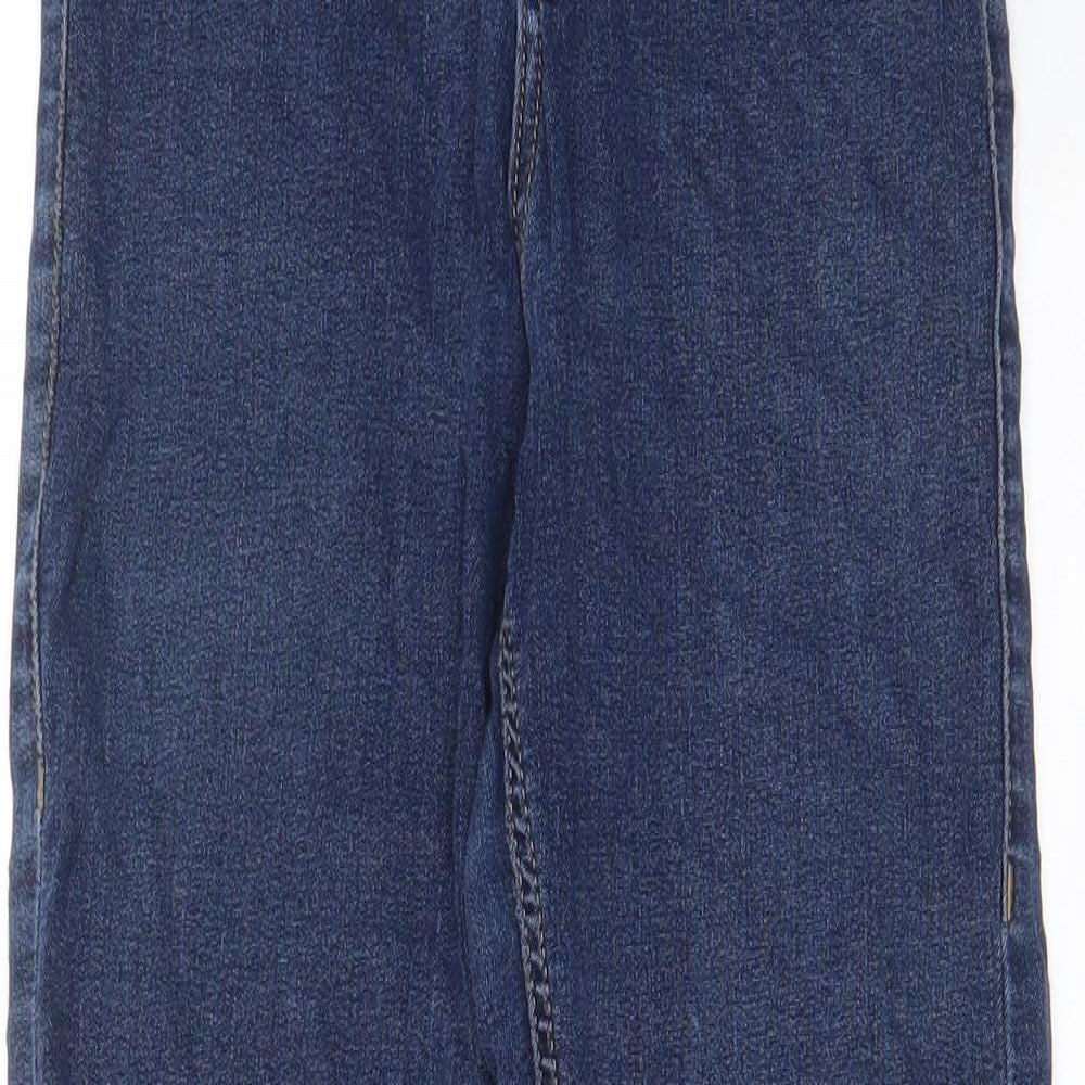 Topshop Womens Blue Cotton Skinny Jeans Size 26 in L30 in Regular Zip - Open knee