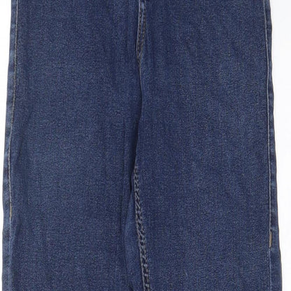 Topshop Womens Blue Cotton Skinny Jeans Size 26 in L30 in Regular Zip - Open knee
