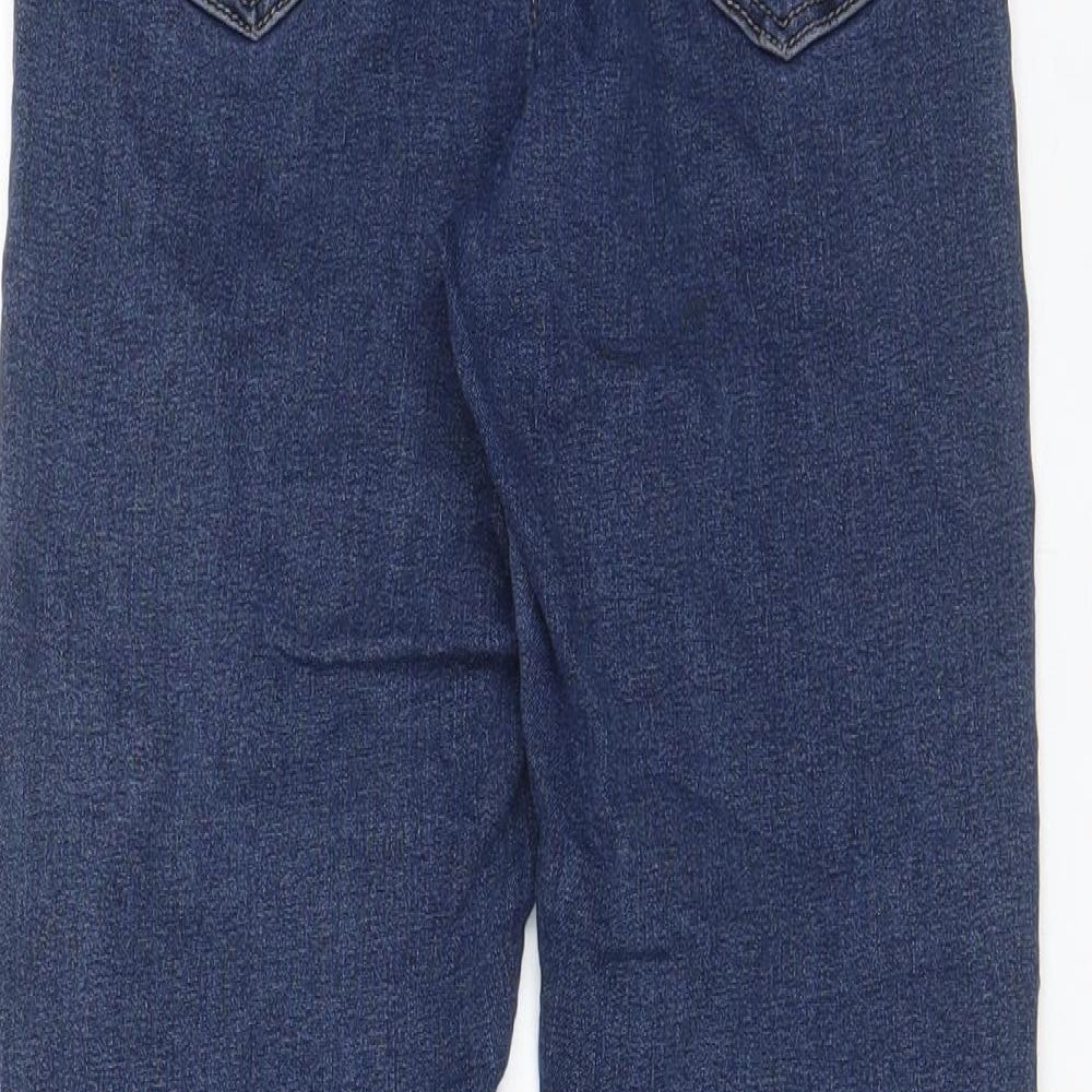 Topshop Womens Blue Cotton Skinny Jeans Size 26 in L30 in Regular Zip - Open knee