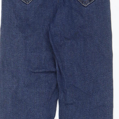 Topshop Womens Blue Cotton Skinny Jeans Size 26 in L30 in Regular Zip - Open knee