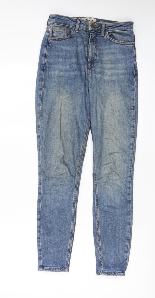 New Look Womens Blue Cotton Skinny Jeans Size 8 L27 in Regular Zip - Pockets, Belt Loops