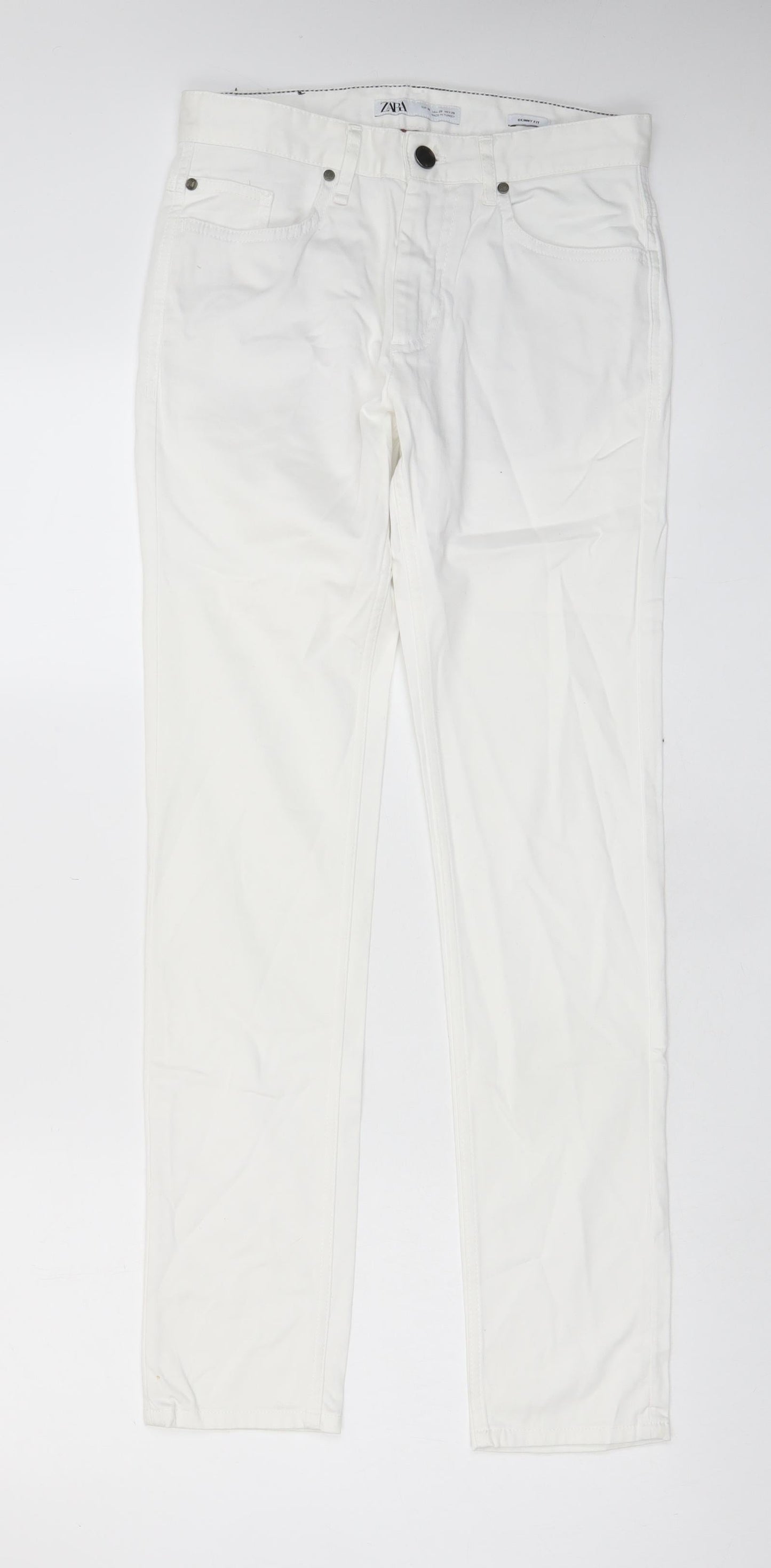 Womens UK Size 8 Zara Regular Fit Chino White Trousers